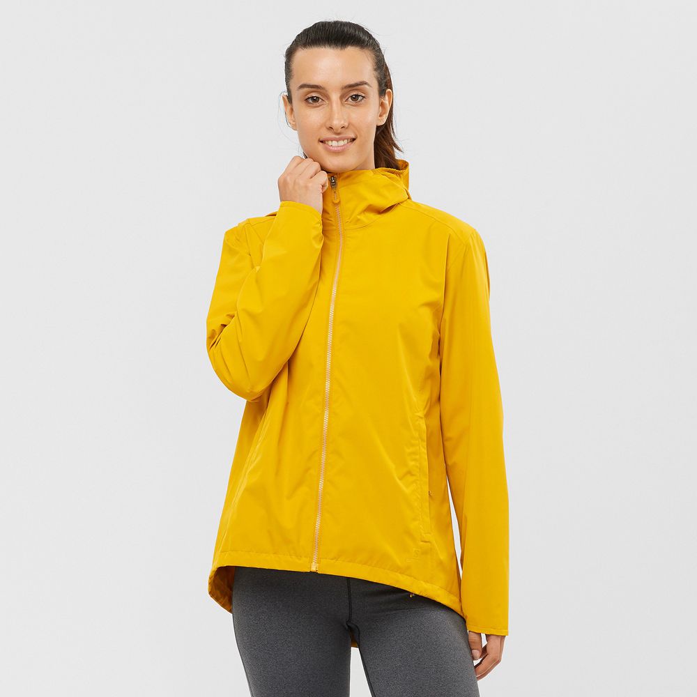 Salomon ESSENTIAL WATERPROOF 2L Chaquetas Mujer - Amarillo - Colombia (28037-GOCX)